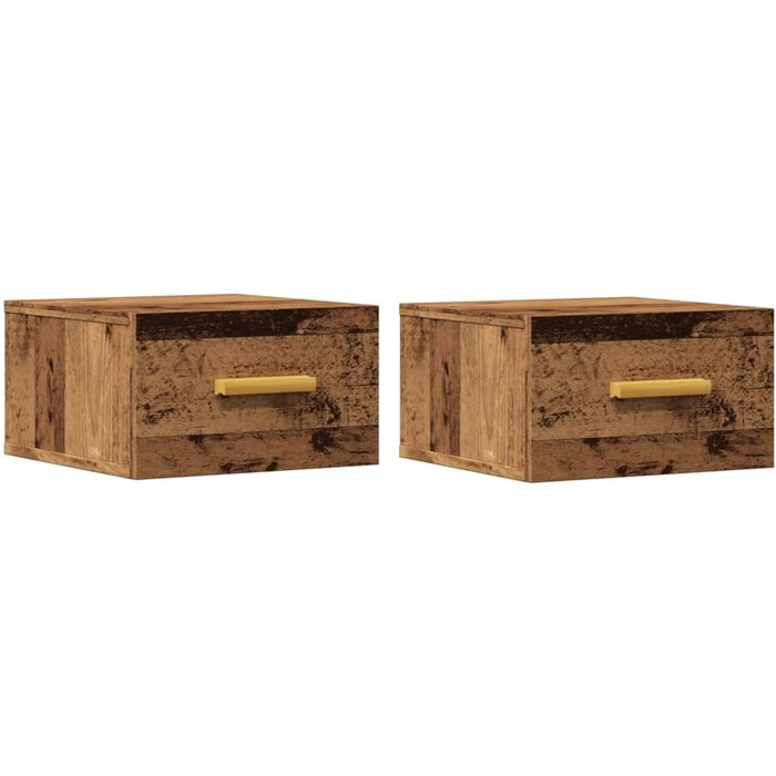 Mesitas de noche de pared 2 uds madera envejecida 35x35x20 cm - comfortxl