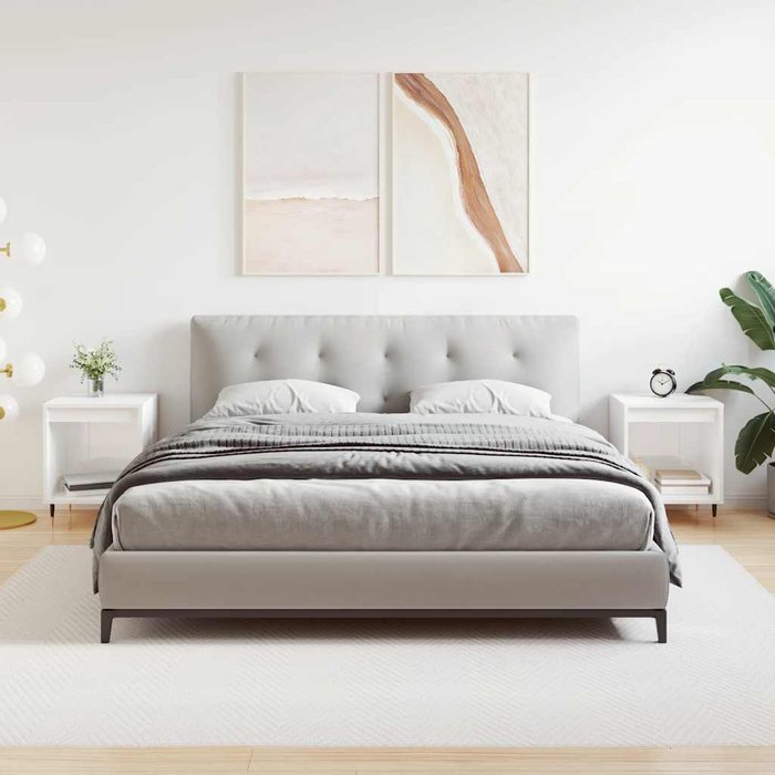 Mesitas de noche de 2 piezas, blanco brillante, 40x35x50 cm