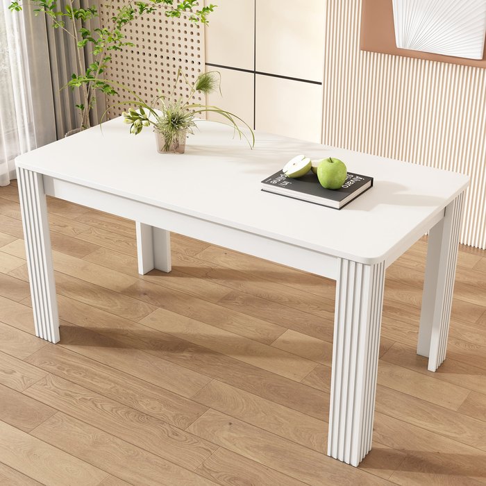 Mesa de comedor para 4 personas, 116x65x75cm, tablero de partículas, blanco