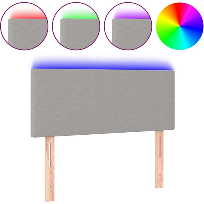 Cabecero cama - mueble cabecero con led de tela gris claro 100x5x78/88 cm