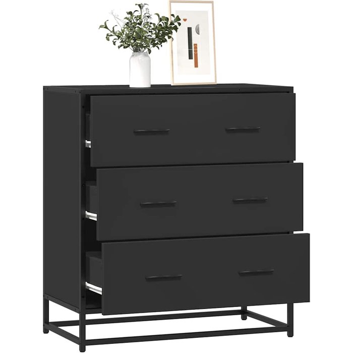Aparador de madera de ingeniería y metal negro 68x35x76 cm vidaxl