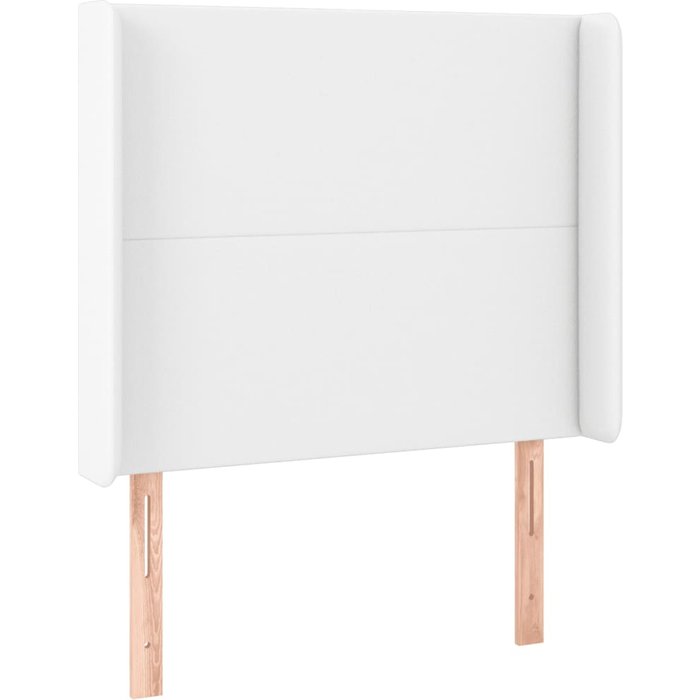 Cabecero con orejas de cuero sintético blanco 83x16x118/128 cm - comfortxl