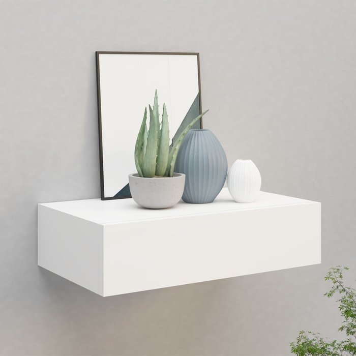 Estante cajón de pared mdf blanco 40x23,5x10 cm