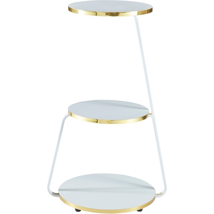 Mesa auxiliar de 3 niveles 74 x 46 x 37 cm blanco/dorado 03_0008645