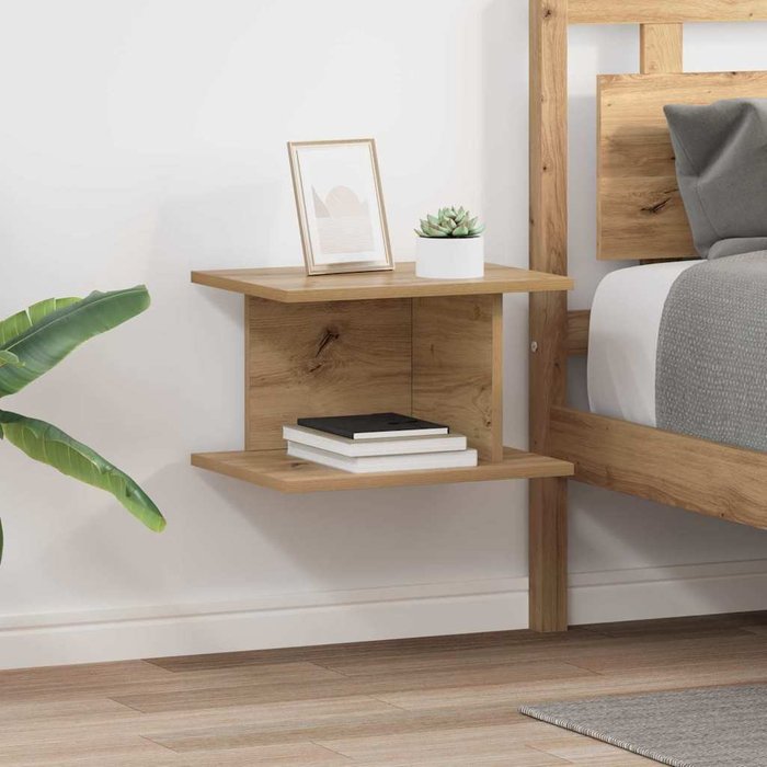 Mesita de noche, 2 piezas, roble artesanal, 40 x 30 x 25 cm