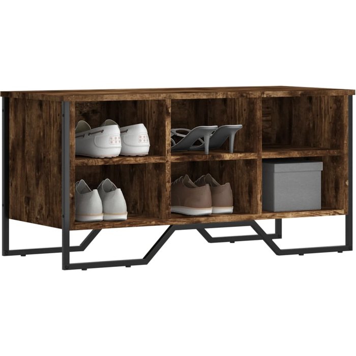 Maison exclusive - zapatero de madera de ingeniería roble ahumado 90x38x45,5 cm