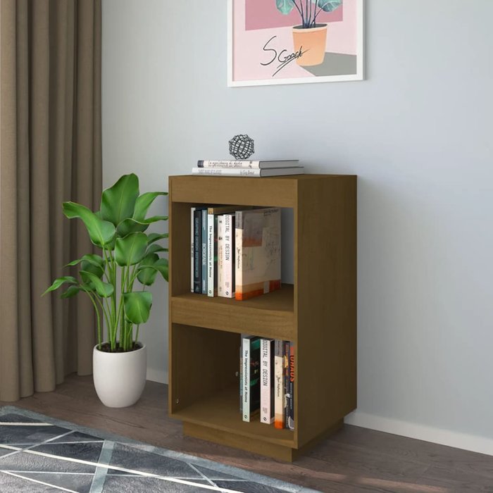 Librería marrón miel 40x35x71 cm madera maciza de pino