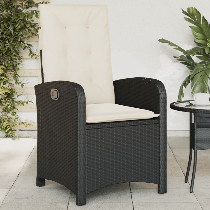 Vidaxl sillón reclinable de jardín con cojines ratán sintético negro