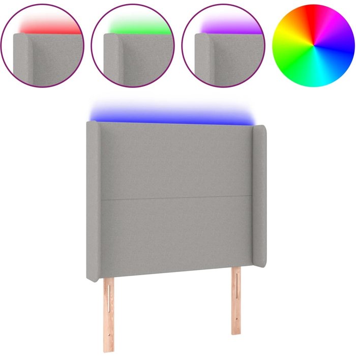 Cabecero con led de tela gris claro 83x16x118/128 cm - comfortxl