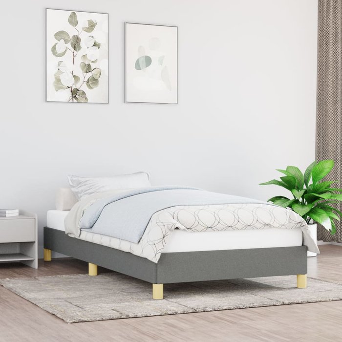 Estructura de cama gris oscuro 90x190 cm tela