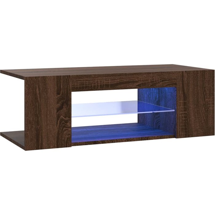 Mueble tv con luces led roble marrón 90x39x30 cm