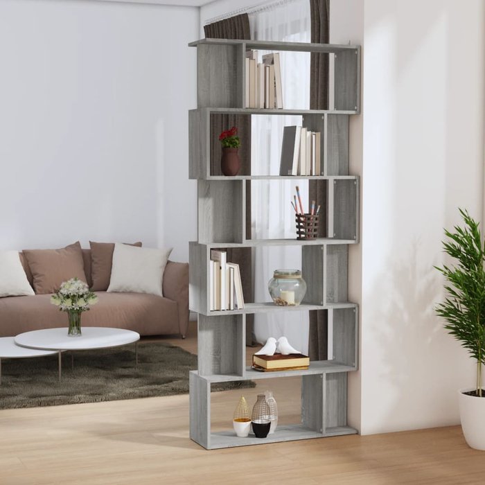 Librería/separador sonoma gris 80x24x192 cm madera contrachapada