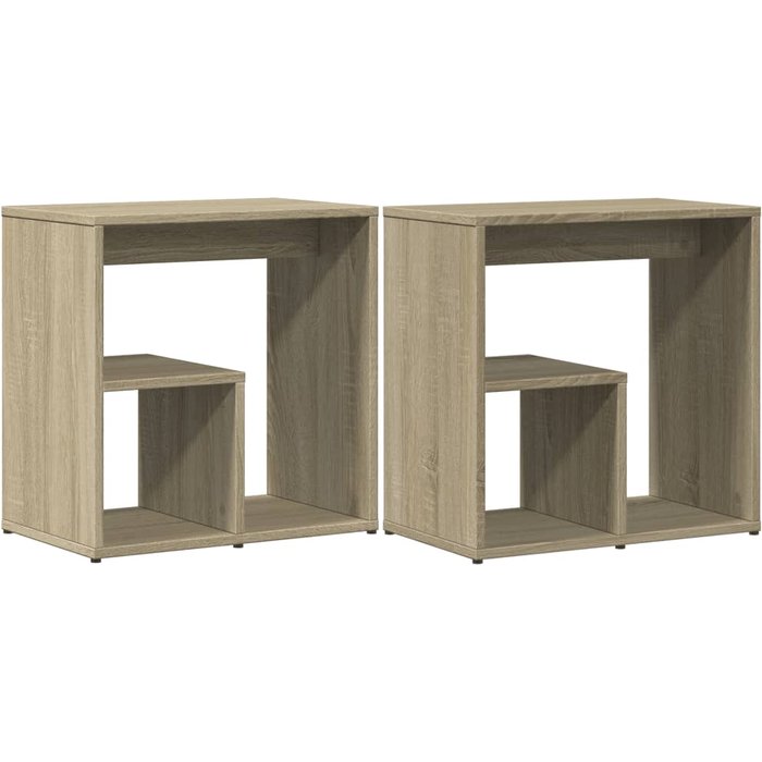 Mesa auxiliar 2 uds madera ingeniería roble sonoma 50x30x50 cm - comfortxl