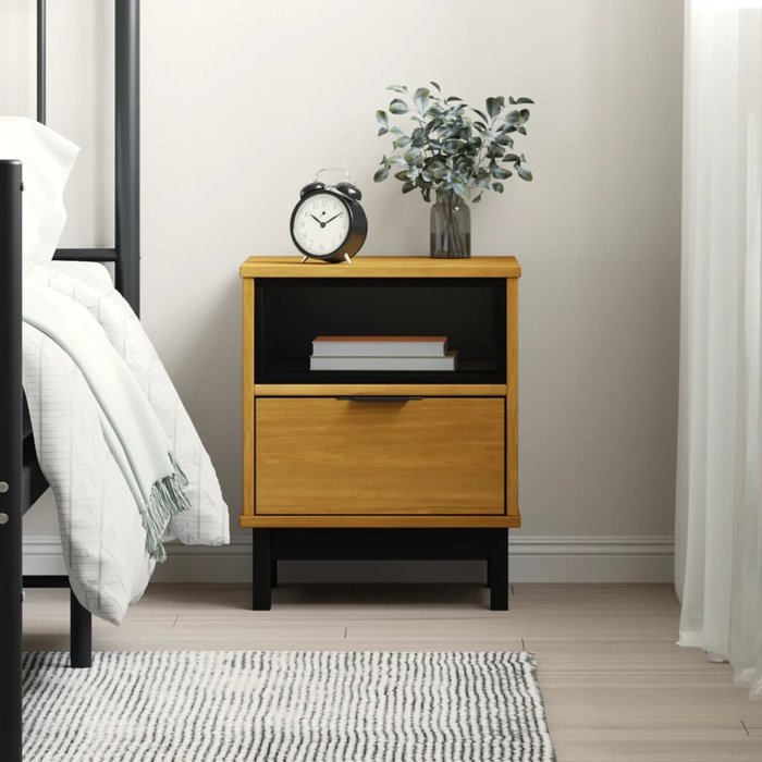 Mesita de noche de 40x35x50 cm, madera maciza de pino. - pangivo
