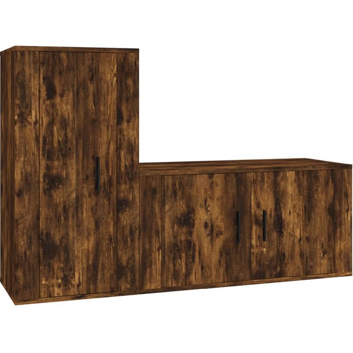 Juego de soporte para tv de 2 piezas de madera de ingeniería de roble ahumado