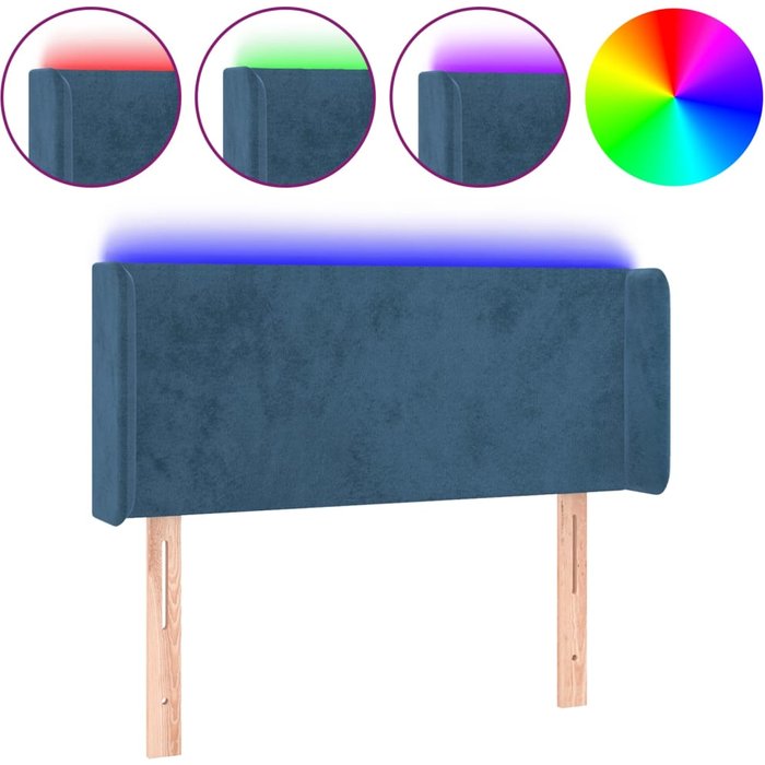 Cabecero con led de terciopelo azul oscuro 83x16x78/88 cm - comfortxl