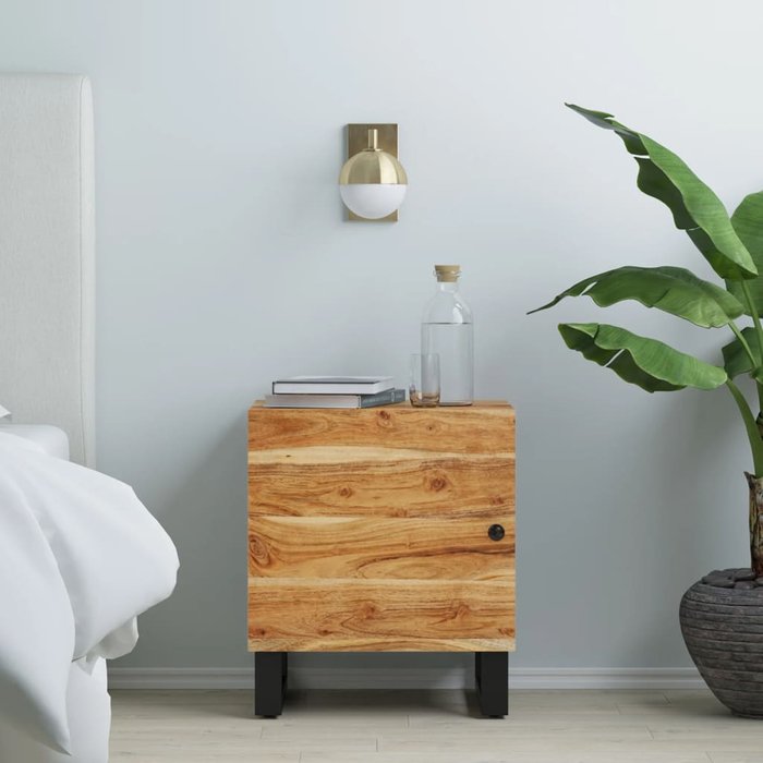 Mesita de noche,mesilla de noche de madera maciza de acacia 40x33x46 cm cfw34504