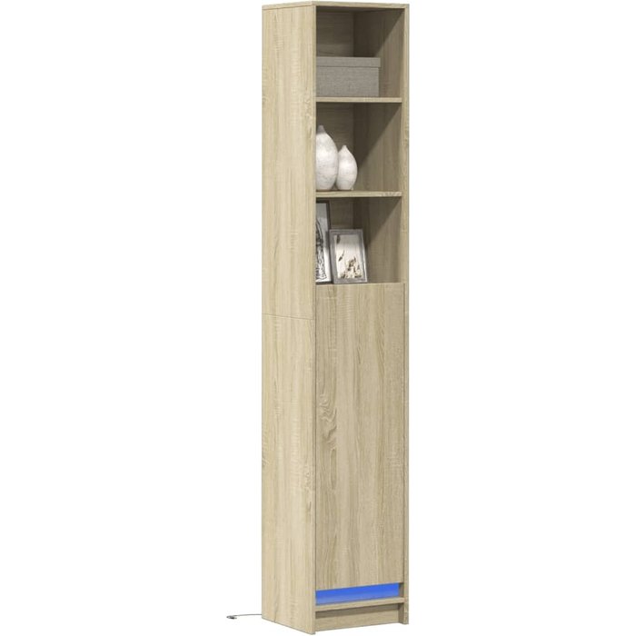 Aparador con led roble sonoma 36x32,5x200 cm madera contrachapada