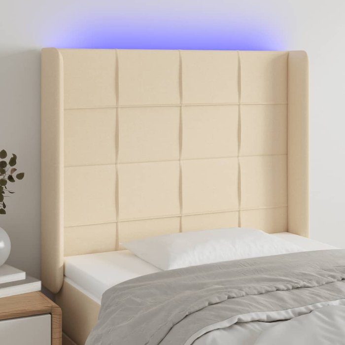 Maison exclusive - cabecero con led de tela color crema 103x16x118/128 cm