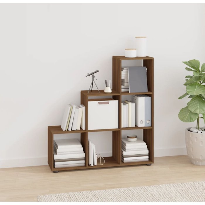 Librería tipo escalera, roble marrón, 107 cm, madera de ingeniería. - pangivo