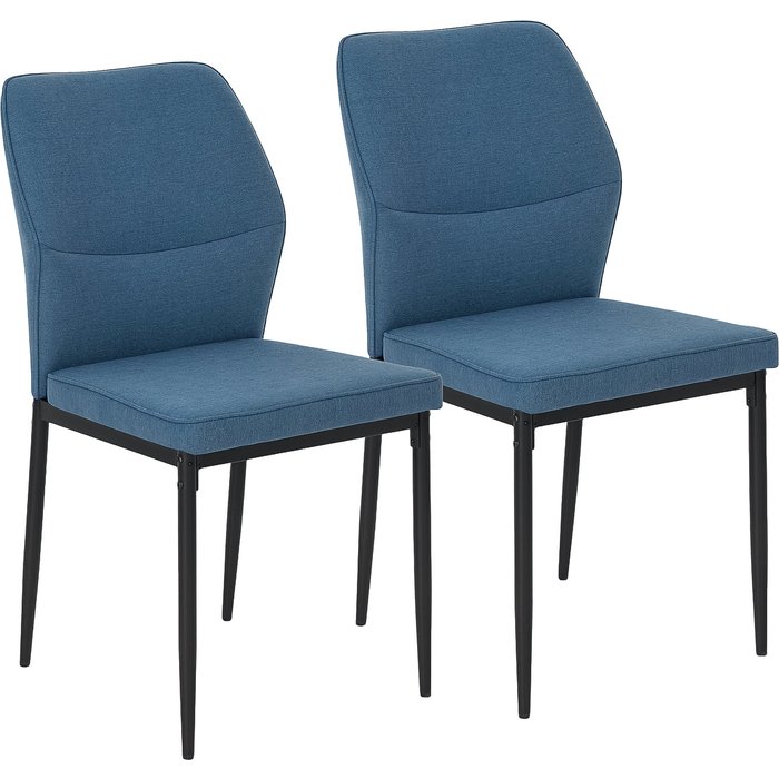 Conjunto 2 sillas comedor modernas azules tapizadas patas acero 45x57x86cm