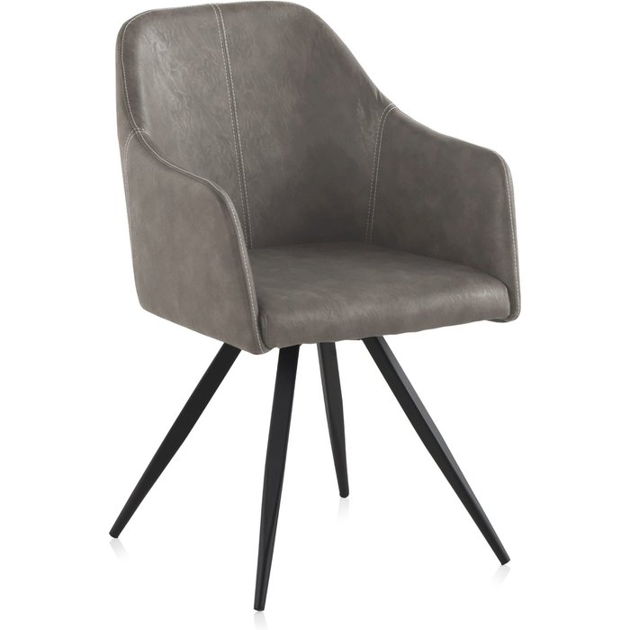 Sillón tapizado color topo patas metálicas negras