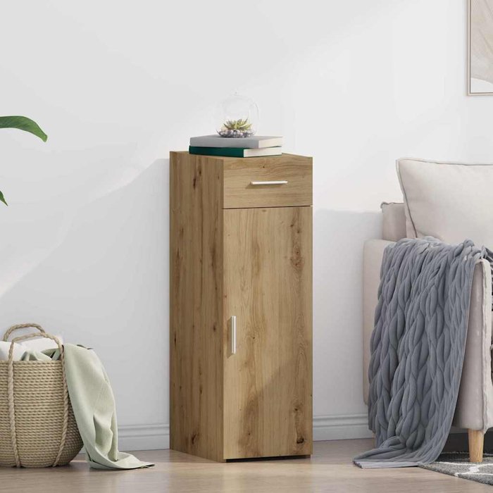 Aparador con cajón, roble artesanal, 30 x 42,5 x 93 cm