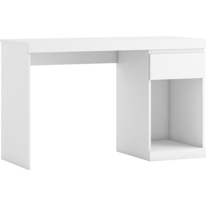 Escritorio boro 1 cajón + compartimento blanco mate 75,5x120x50 cm