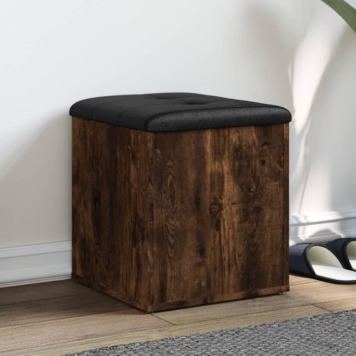 Banco de almacenaje roble ahumado 42x42x45 cm madera contrachapada