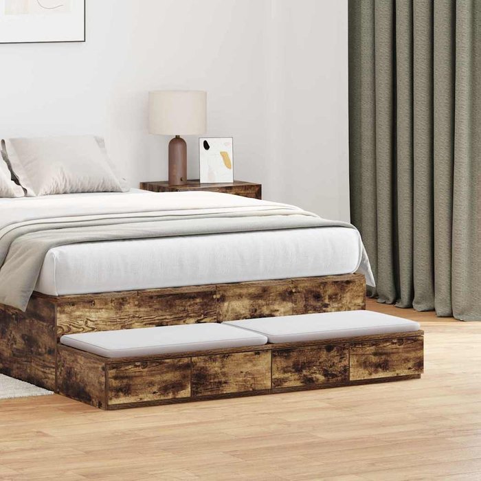 Maison exclusive - cajones de cama con cajón roble ahumado 120 x 36,5 x 16,5 cm