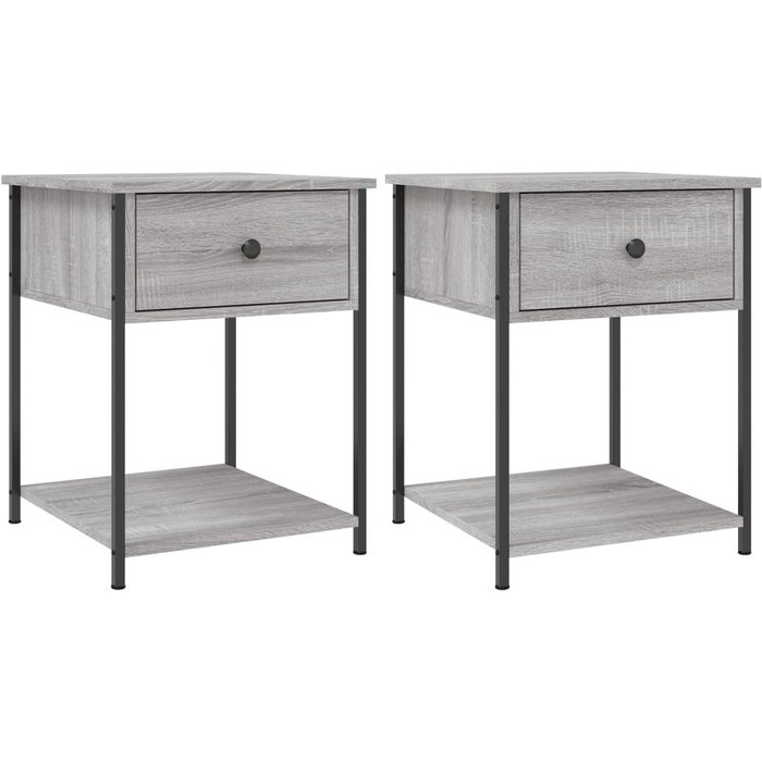 Mesita de noche 2 uds madera ingeniería gris sonoma 44x45x58 cm - comfortxl