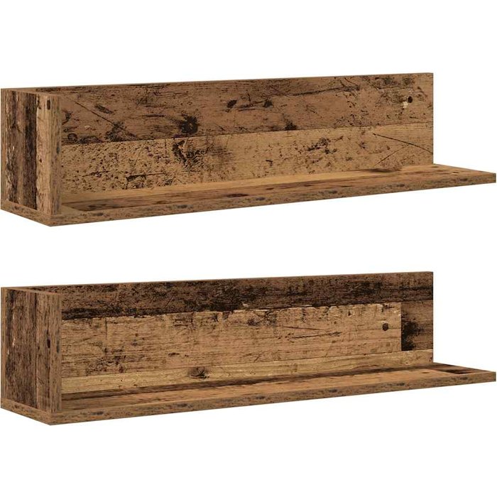 Estantes de pared 2 uds madera envejecida 75x16,5x16,5 cm - comfortxl