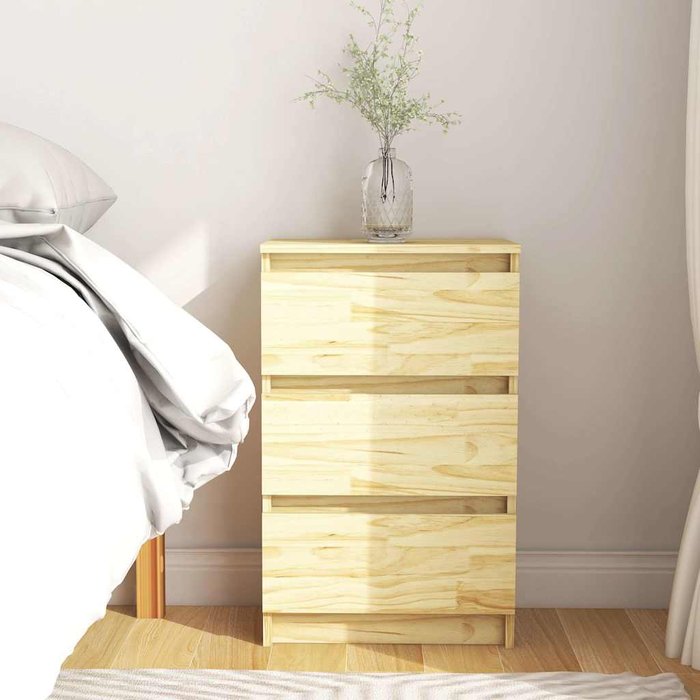 Mesita de noche de 40 x 29,5 x 64 cm. madera maciza de pino.