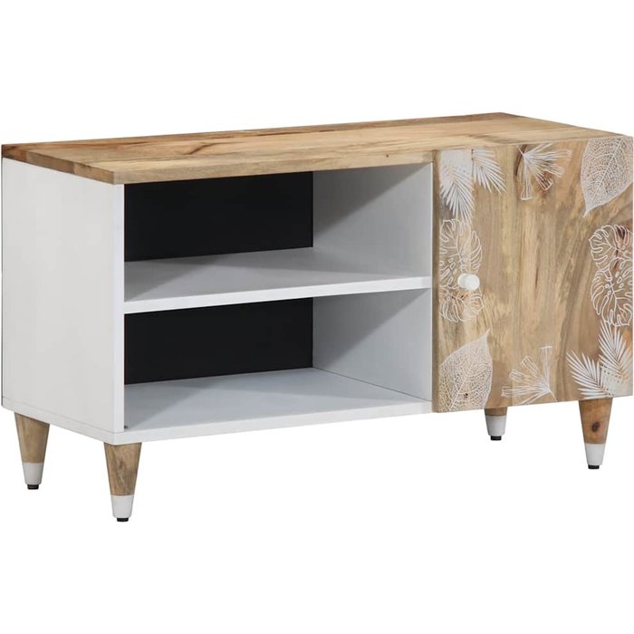 Mueble de tv 80x31,5x46 cm madera maciza de mango