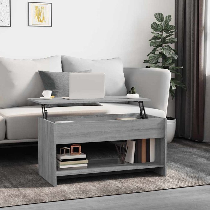 Mesa de centro sonoma gris, 102 x 50 x 52,5 cm, madera de ingeniería. - pangivo