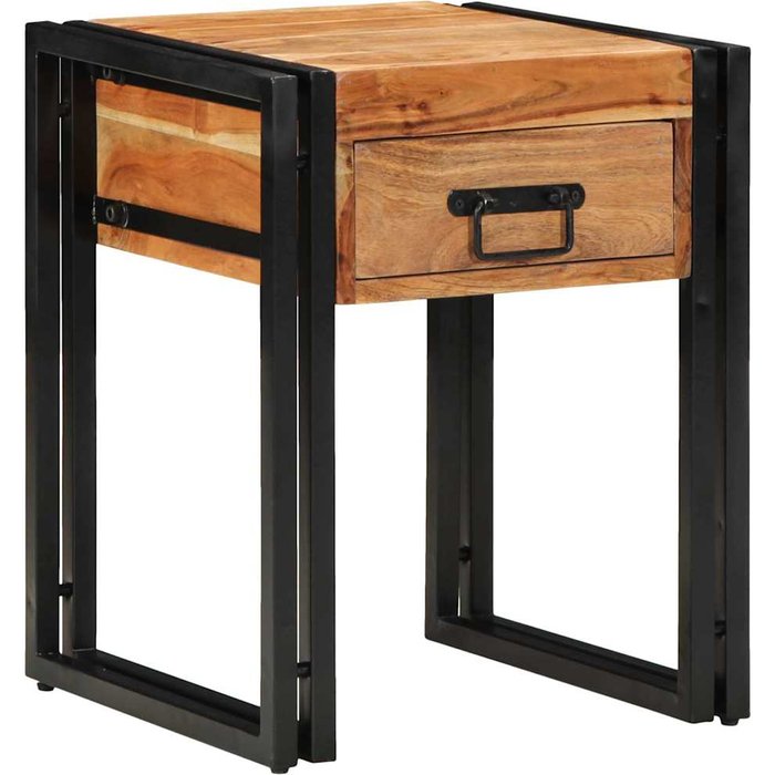 Mesa auxiliar marrón 40 x 40 x 50 cm madera maciza de acacia