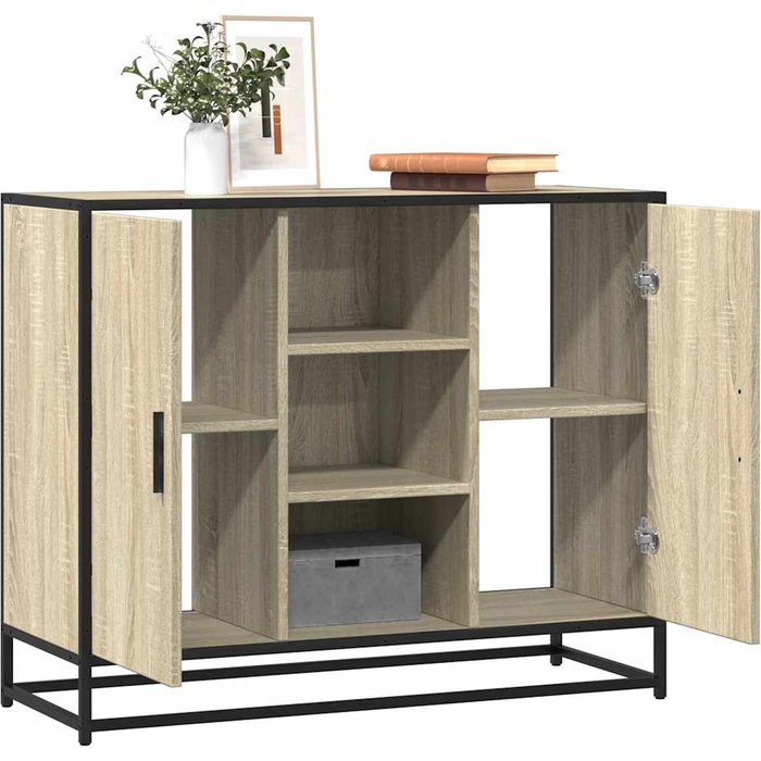 Aparador de roble sonoma 92x35x76 cm madera de ingeniería