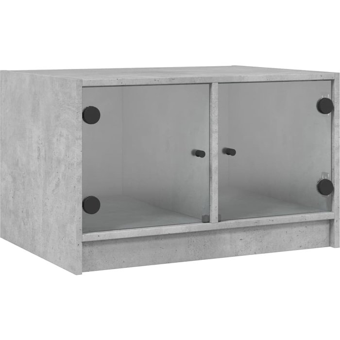 Mesa de centro con puertas de cristal, hormigón grs 68x50x42 cm - comfortxl