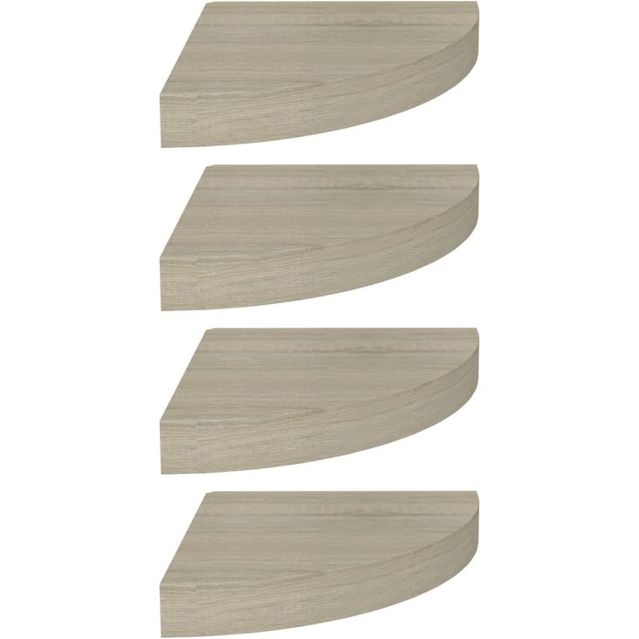 Estante flotante de esquina 4 uds mdf roble 25x25x3,8 cm