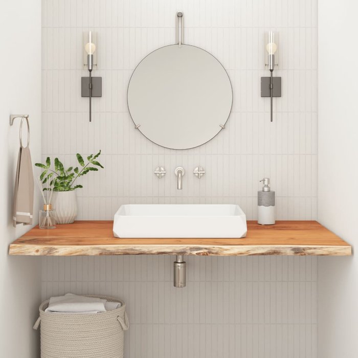 Encimera rectangular de baño de madera de acacia, 100x60x2,5 cm