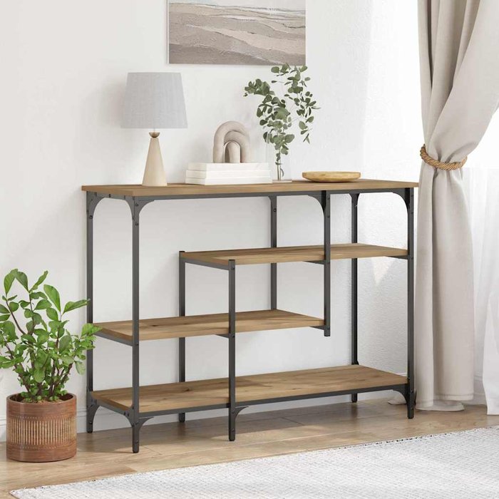 Mesa consola con estante roble artisan 100 x 35 x 75 cm