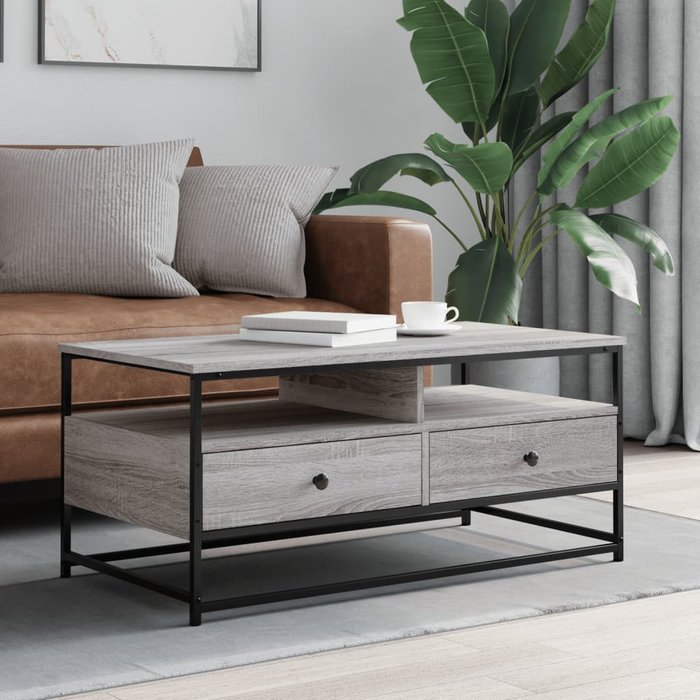Maison exclusive - mesa de centro madera de ingeniería gris sonoma 100x51x45 cm