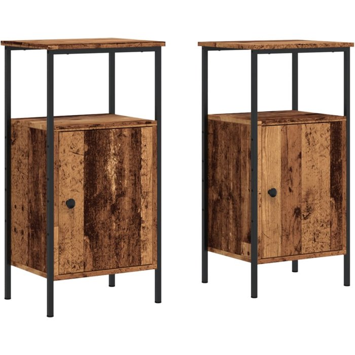 Mesitas de noche 2 uds madera ingeniería envejecida 41x31x80 cm - comfortxl