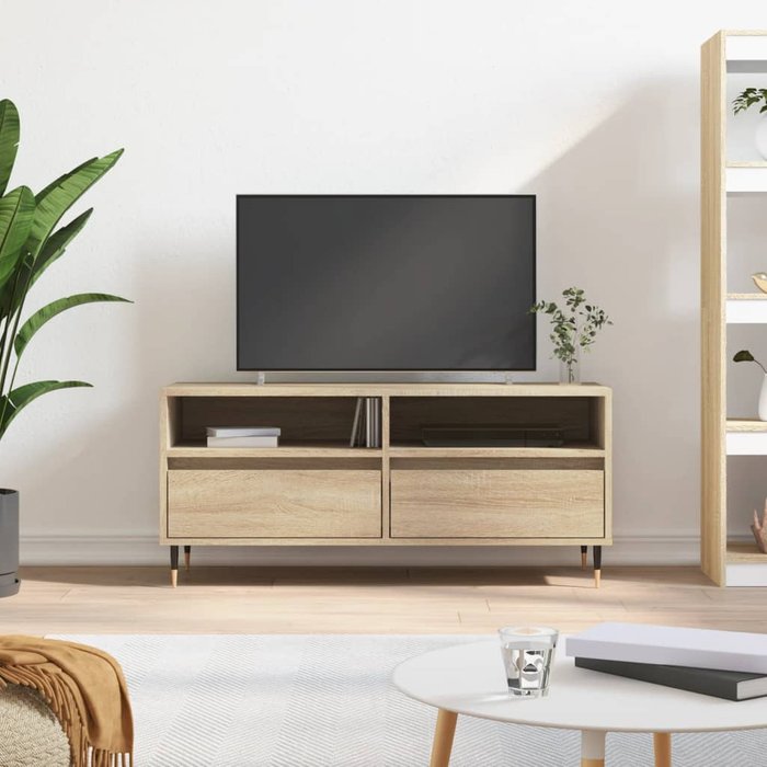 Mueble de tv de roble sonoma, 100x34,5x44,5 cm, madera de ingeniería
