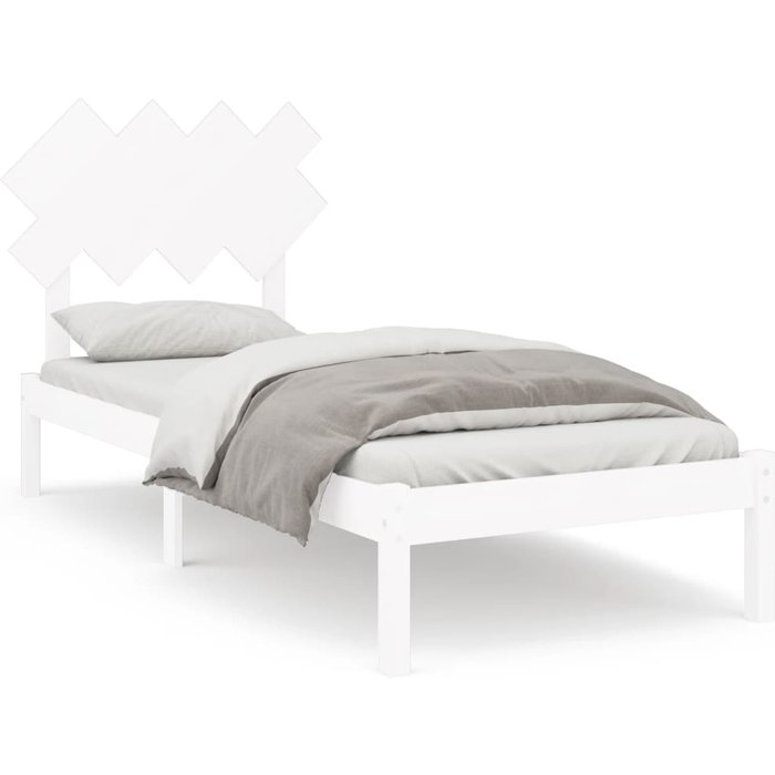 Estructura de cama de madera maciza blanca 90x190 cm — comfortxl