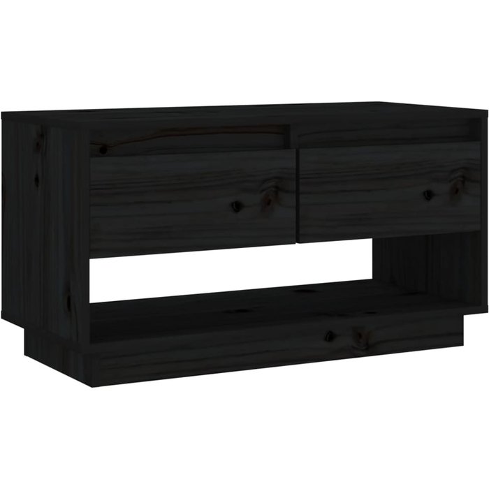 Mueble de tv de pino macizo negro 74x34x40 cm - comfortxl