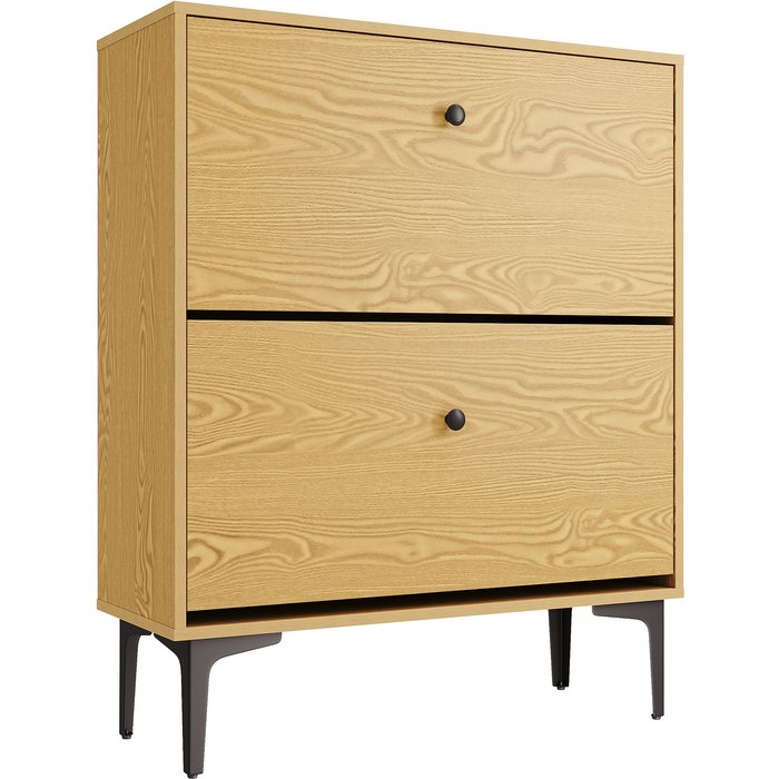 Zapatero - sirhona - armoire à chaussures couleur chêne 2 rabats 80x30x95cm