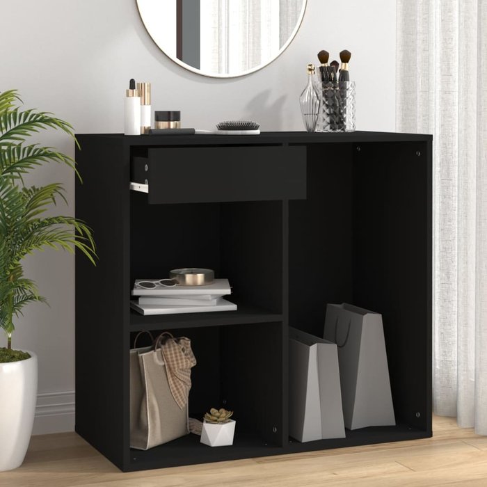 Mueble cosmético negro 80x40x75 cm de madera contrachapada
