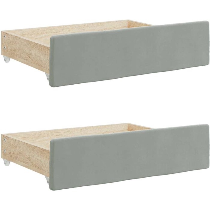Cajones de cama de 2 piezas en madera compuesta y terciopelo gris claro