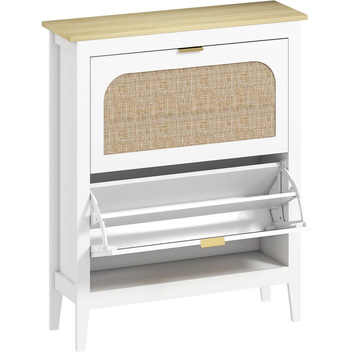 Zapatero estrecho homcom melamina de madera blanco 80x24x95.5 cm 837-602v00wt